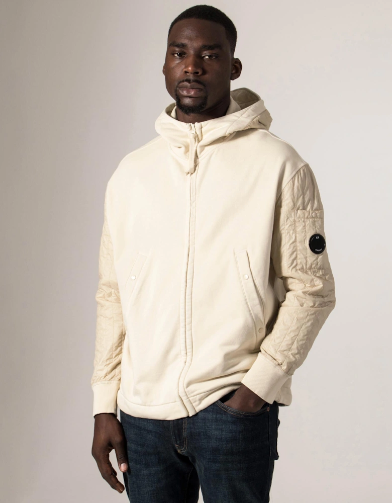 Diagonal Raised Fleece Full Zip Hooded Sweatshirt