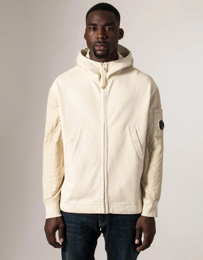 Diagonal Raised Fleece Full Zip Hooded Sweatshirt