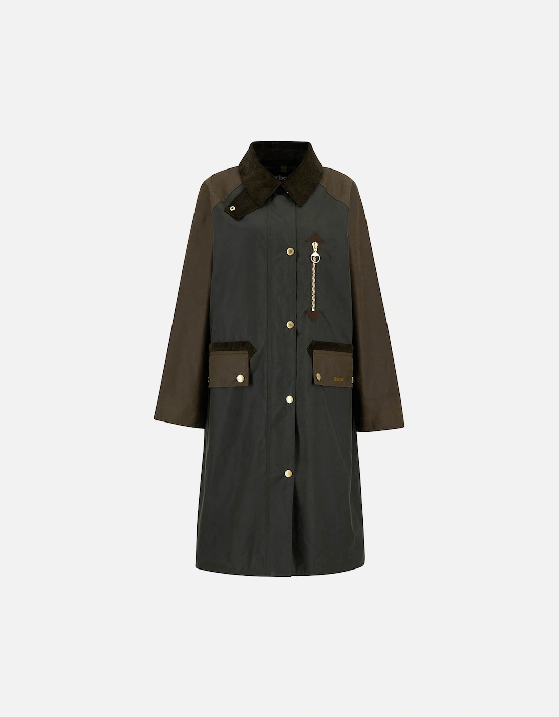 Women's Barbour Evette Womens Wax Jacket - Fern/Beech/Ancient Tartan - Black - Size: 8