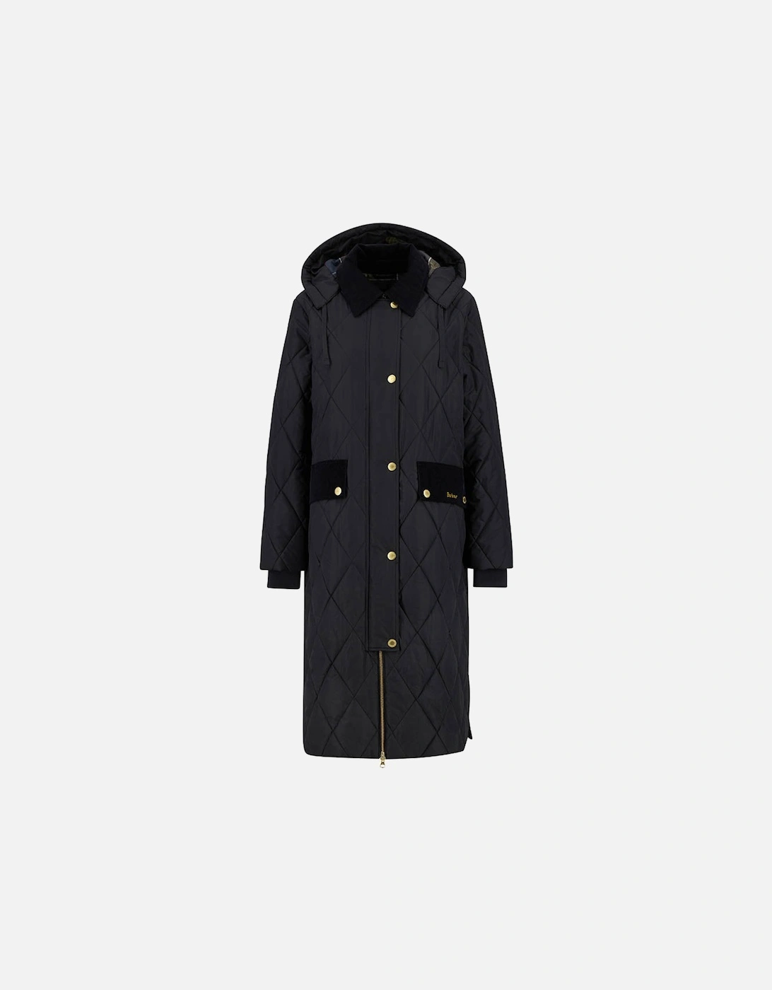 Meredith Womens Quilted Jacket - Black/Classic Tartan, 2 of 1