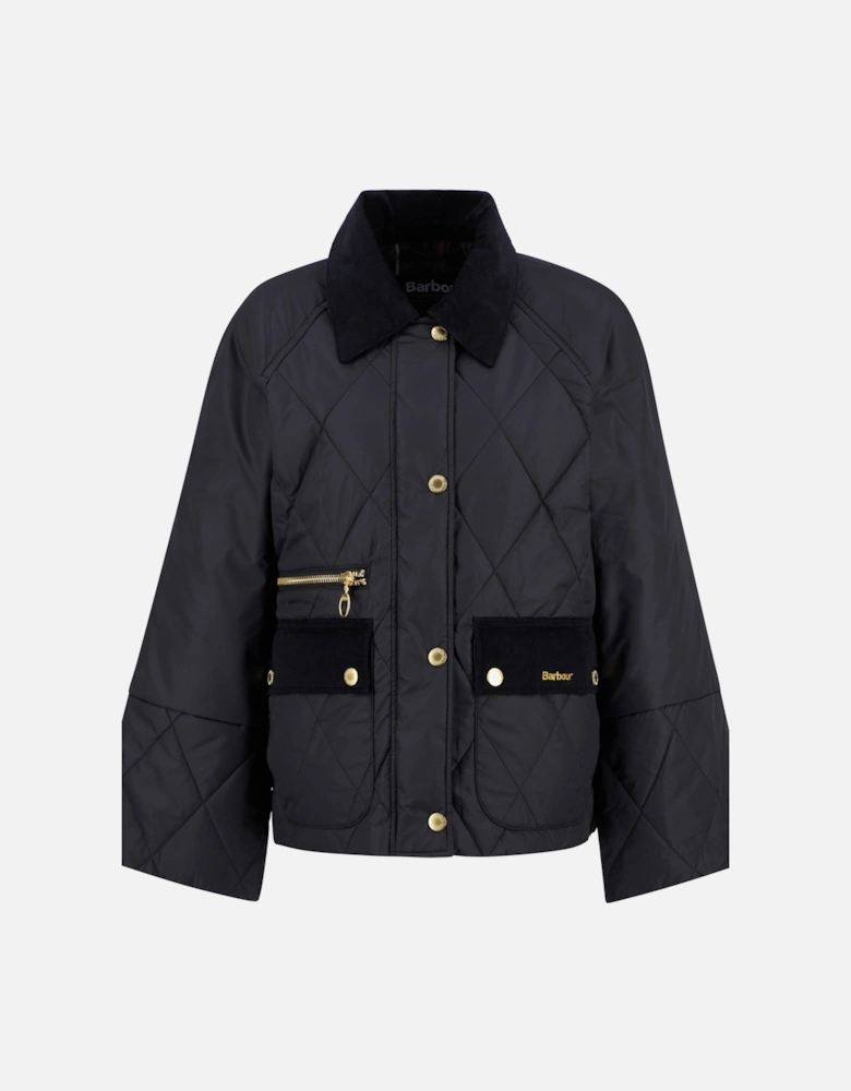 Martha Womens Quilted Jacket - Black/Classic Tartan