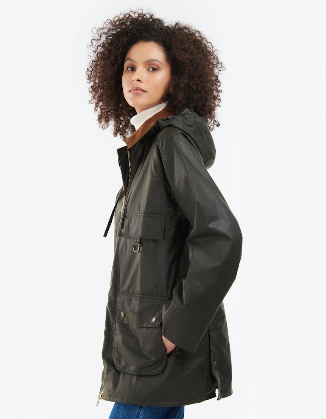 Women's Barbour Highclere Womens Wax Jacket - Olive - Green - Size: 18