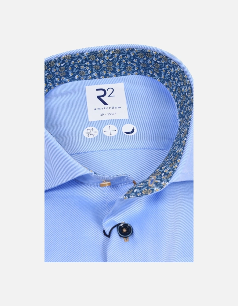 Long Sleeved Cut Away Collar Shirt Light Blue