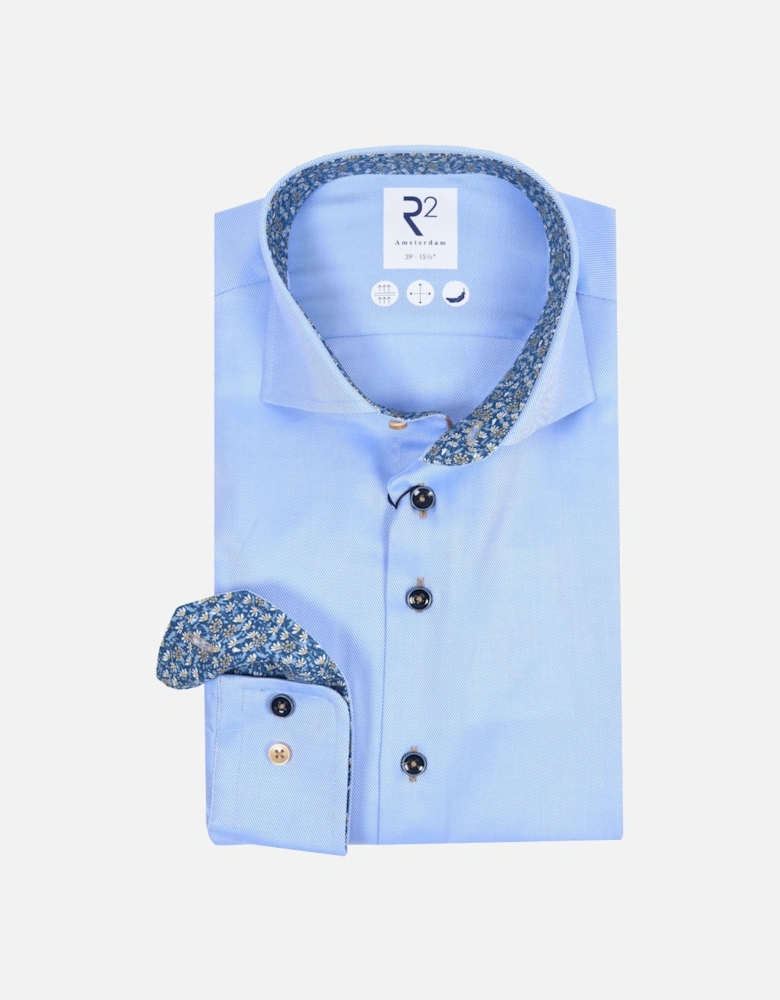 Long Sleeved Cut Away Collar Shirt Light Blue