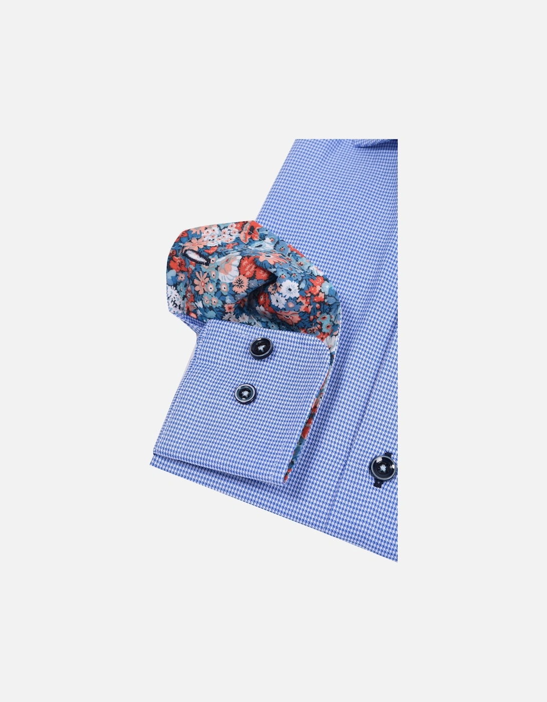 Long Sleeved Cut Away Collar Shirt Blue Check