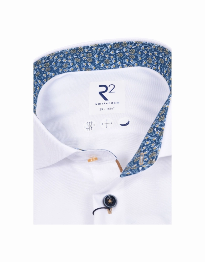 Long Sleeved Cut Away Collar Shirt White