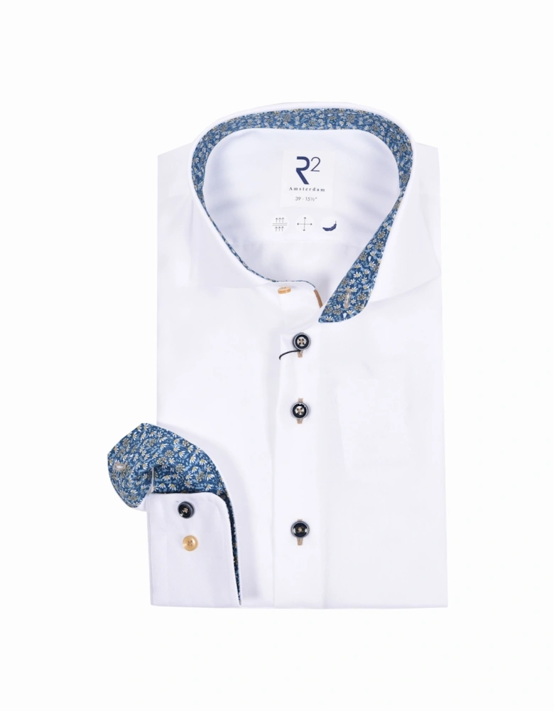 Long Sleeved Cut Away Collar Shirt White
