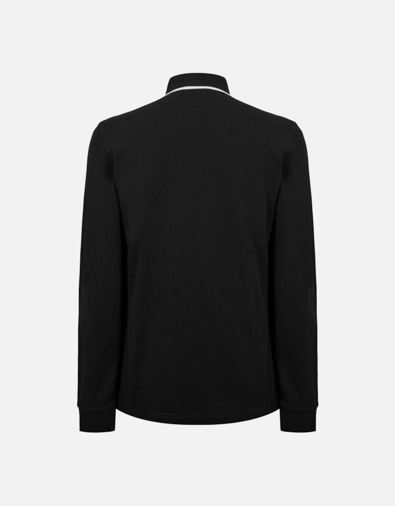 Long Sleeved Tipped Polo Black