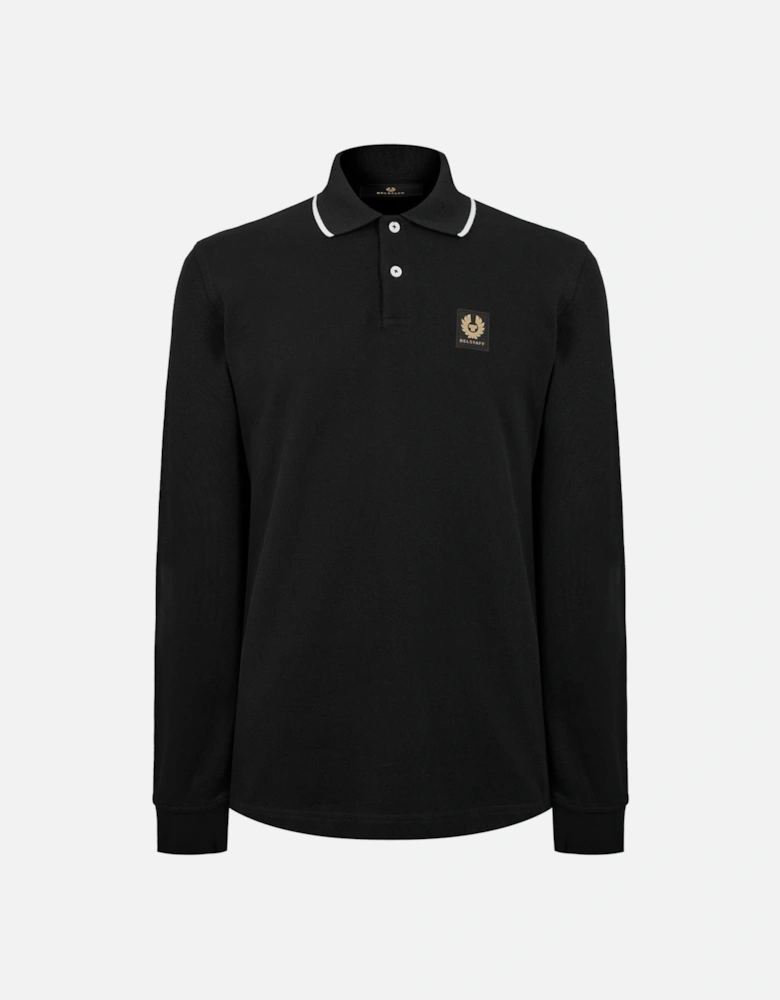 Long Sleeved Tipped Polo Black
