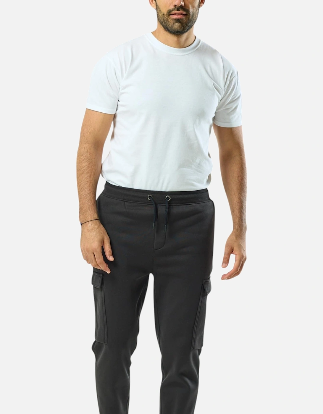 Mens Cargo Joggers Zip Pockets Fleece Gym Trousers Cotton Bottom Track Pants New
