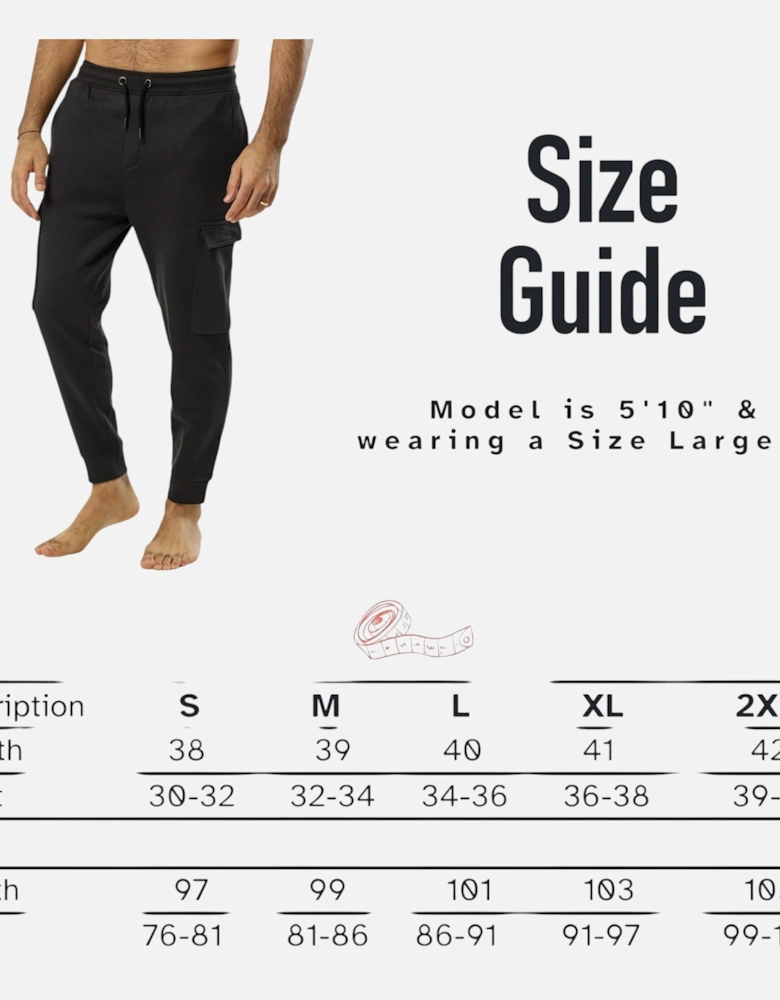 Mens Cargo Joggers Zip Pockets Fleece Gym Trousers Cotton Bottom Track Pants New