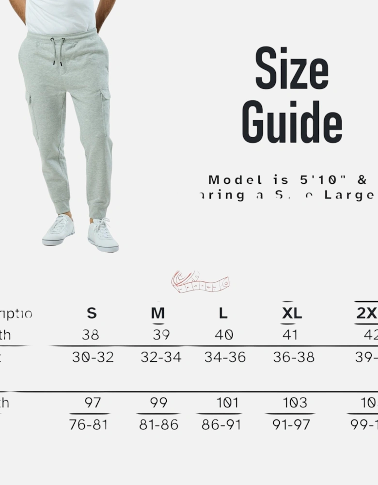 Mens Cargo Joggers Zip Pockets Fleece Gym Trousers Cotton Bottom Track Pants New