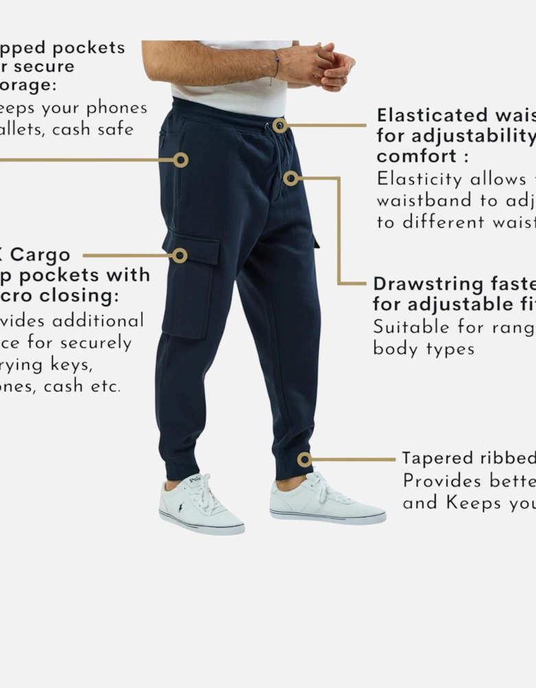 Mens Cargo Joggers Zip Pockets Fleece Gym Trousers Cotton Bottom Track Pants New