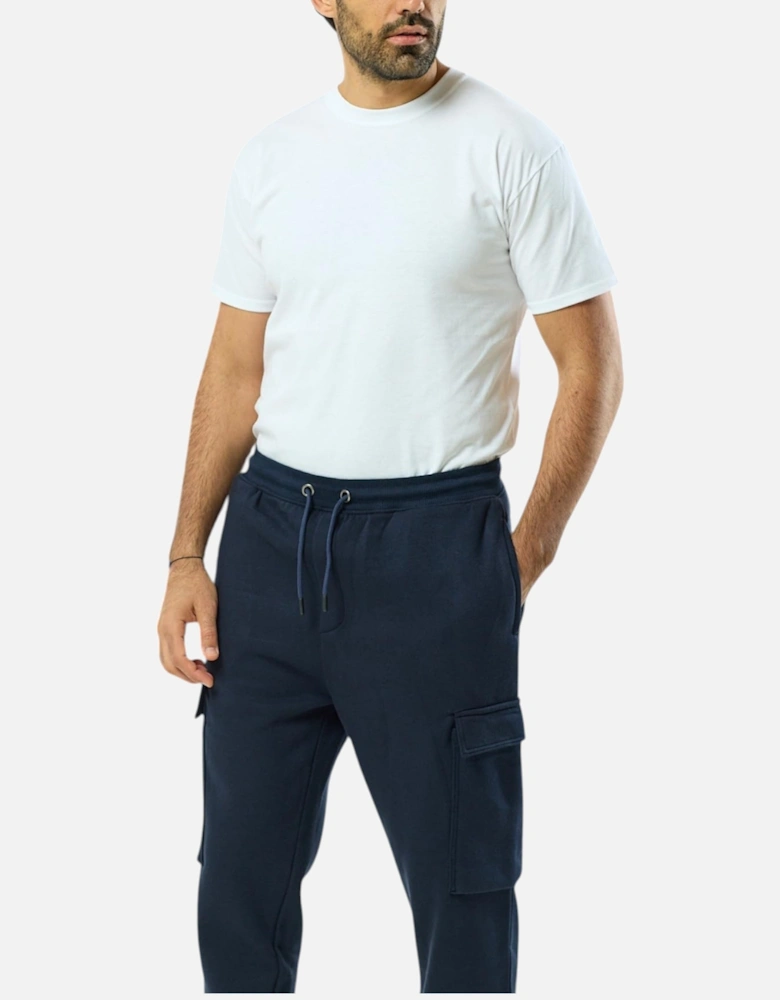 Mens Cargo Joggers Zip Pockets Fleece Gym Trousers Cotton Bottom Track Pants New