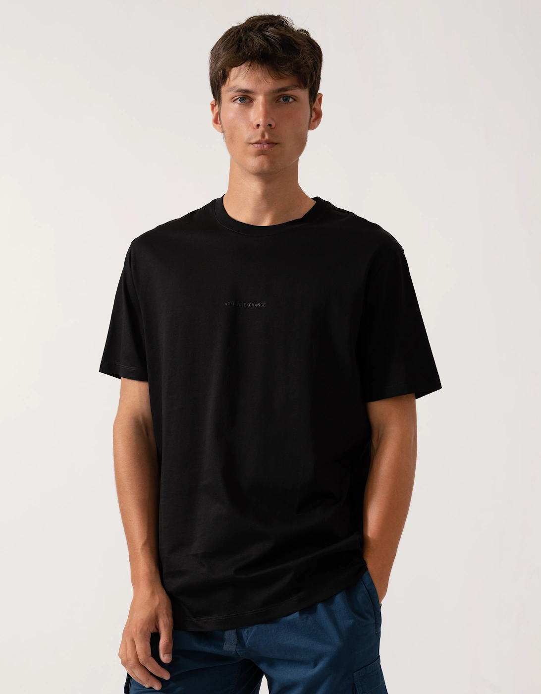 Armani Exchange Men's Black Regular Fit Mercerised Cotton T-Shirt - Uc001  40/Regular L