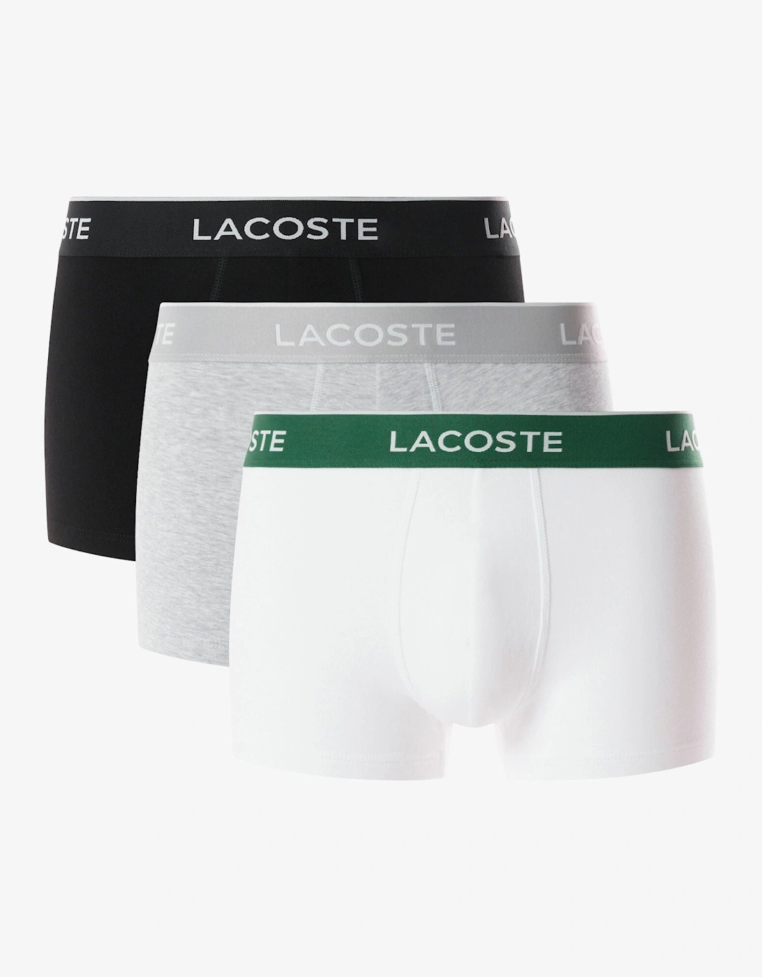 Lacoste Men's White 3-Pack Of Trunks - Black/-Silver Chine Nua  37/36/32 Xl
