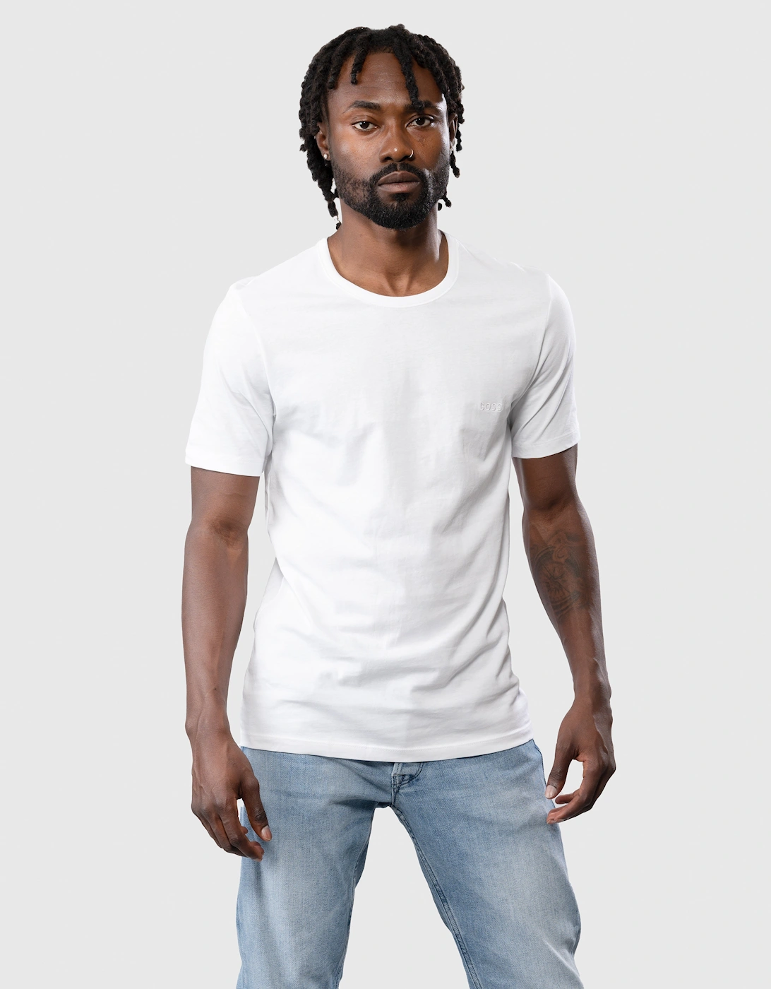 Men's BOSS Orange 3 Pack Classic Regular Fit Crew Neck Mens T-Shirts NOS - White 100 - Size: 42