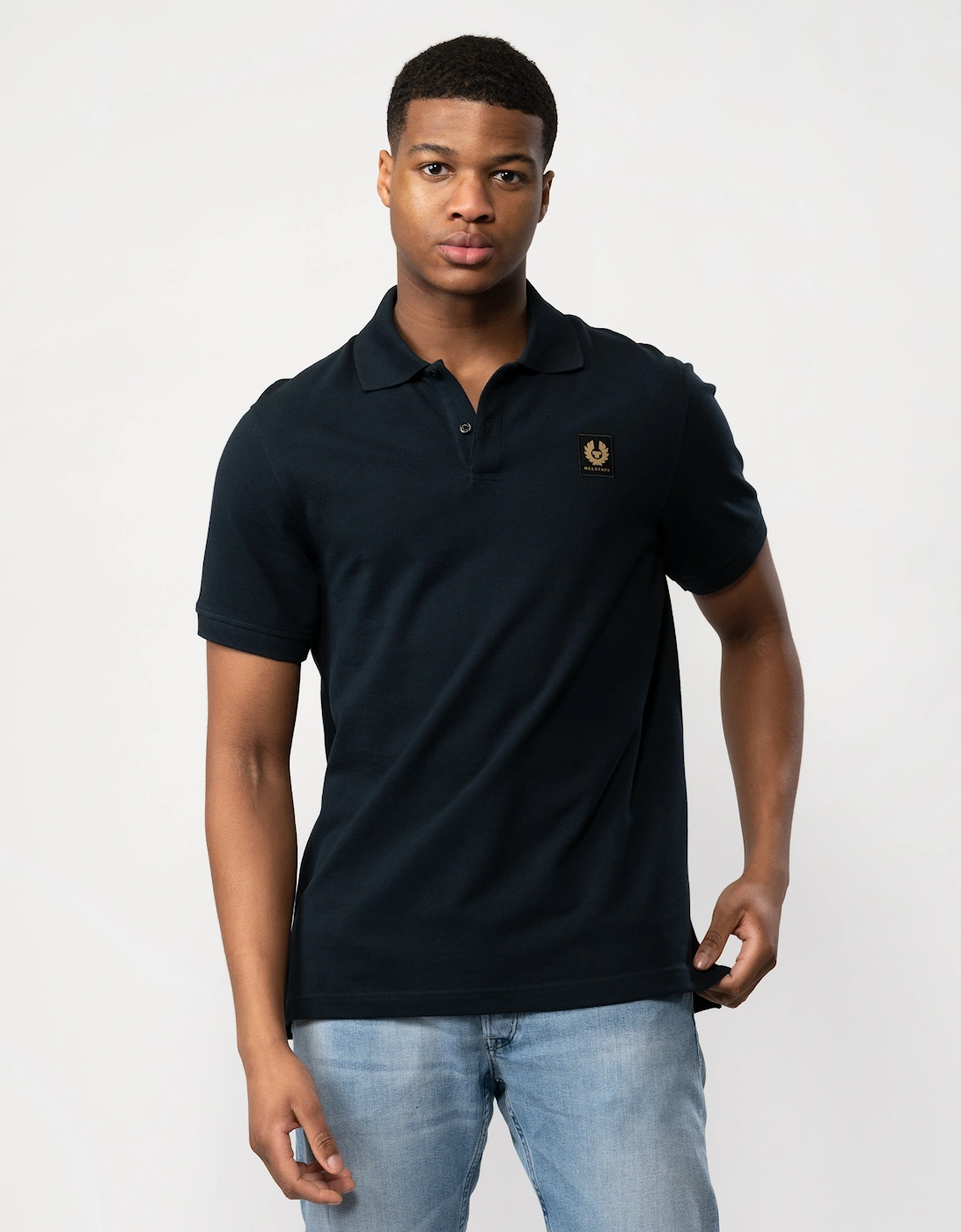 Belstaff Men's Navy Short Sleeved Polo - Dark Ink - Size: 44