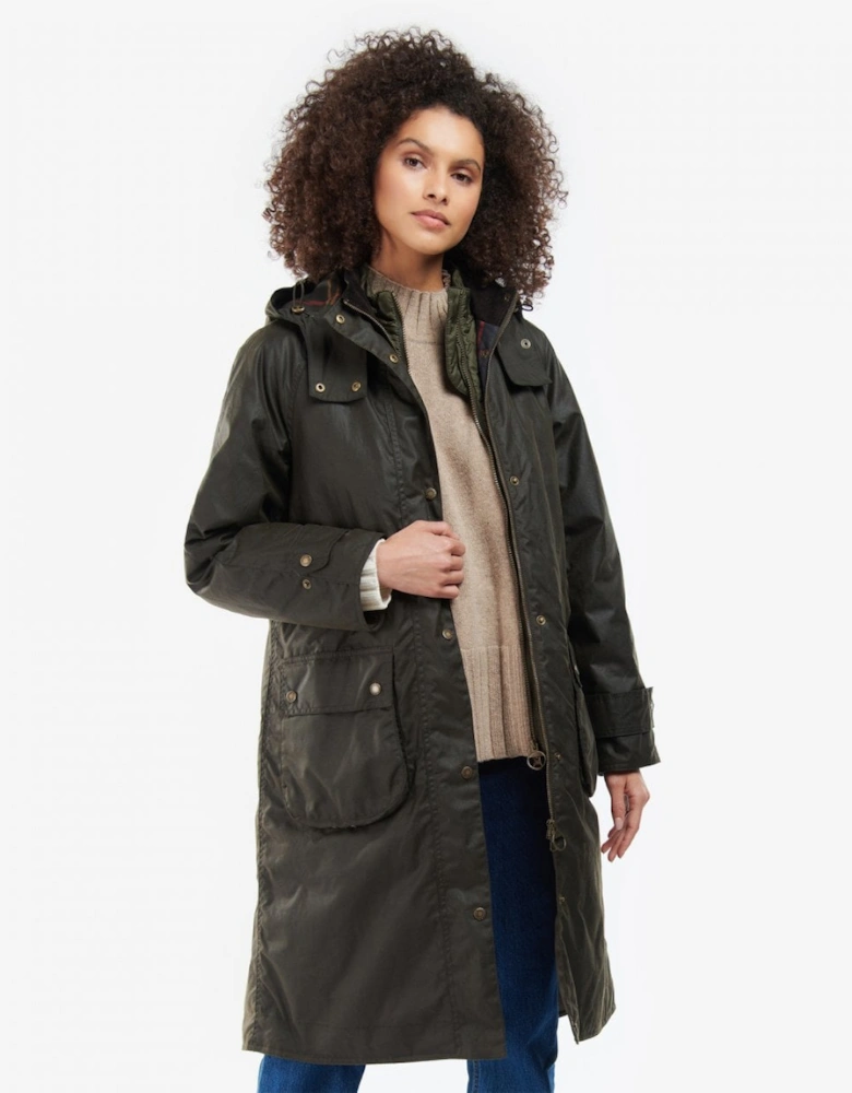 Long Cannich Womens Wax Jacket - Olive/Classic