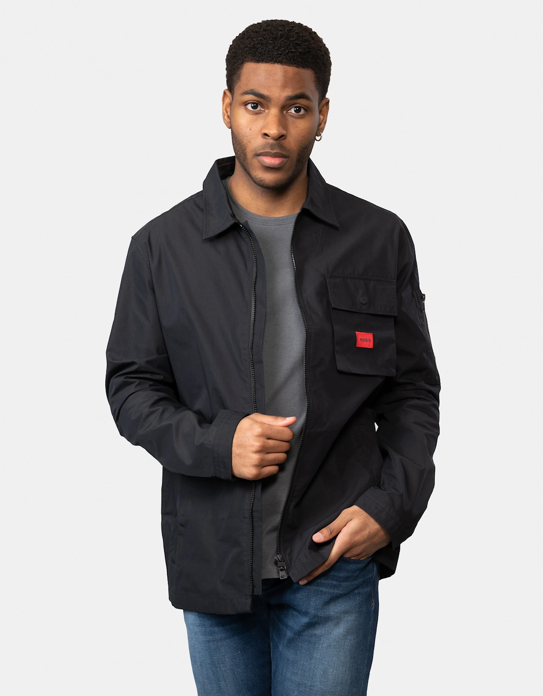 Hugo Boss Men's Black Hugo Emmond Zip Overshirt - 001 - Size: L