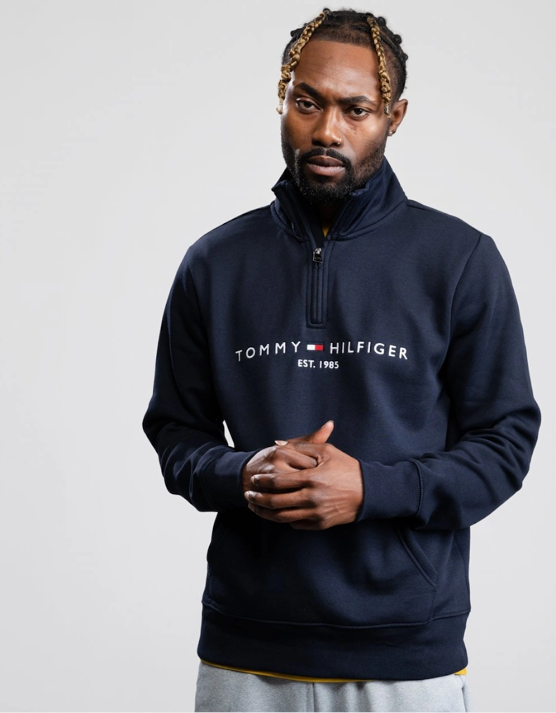 Tommy Logo Mockneck Mens Sweatshirt - Desert Sky, 2 of 1