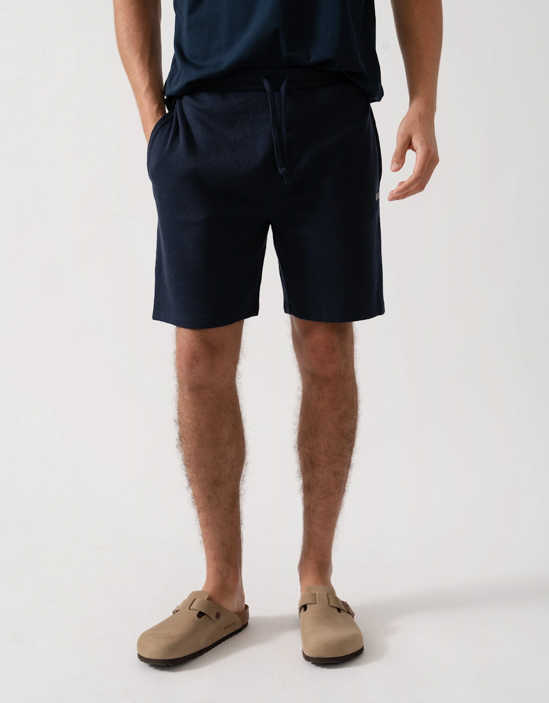 Men's BOSS Orange Waffle Mens Cotton Blend Waffle Structure Pyjama Shorts with Embroidered Logo NOS - Dark Blue 403 - Navy - Size: M