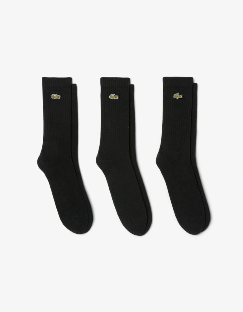 3 Pack Sport Mens High Cut Socks - Black/Black-Black 8VM