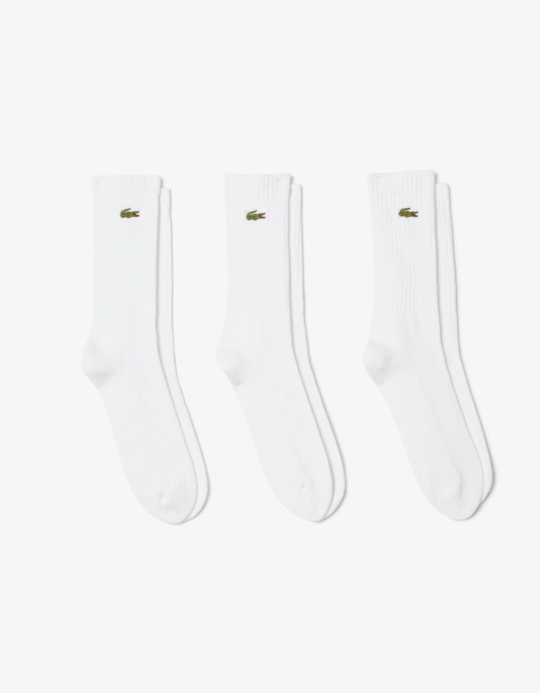 3 Pack Sport Mens High Cut Socks - White/White-White Z92