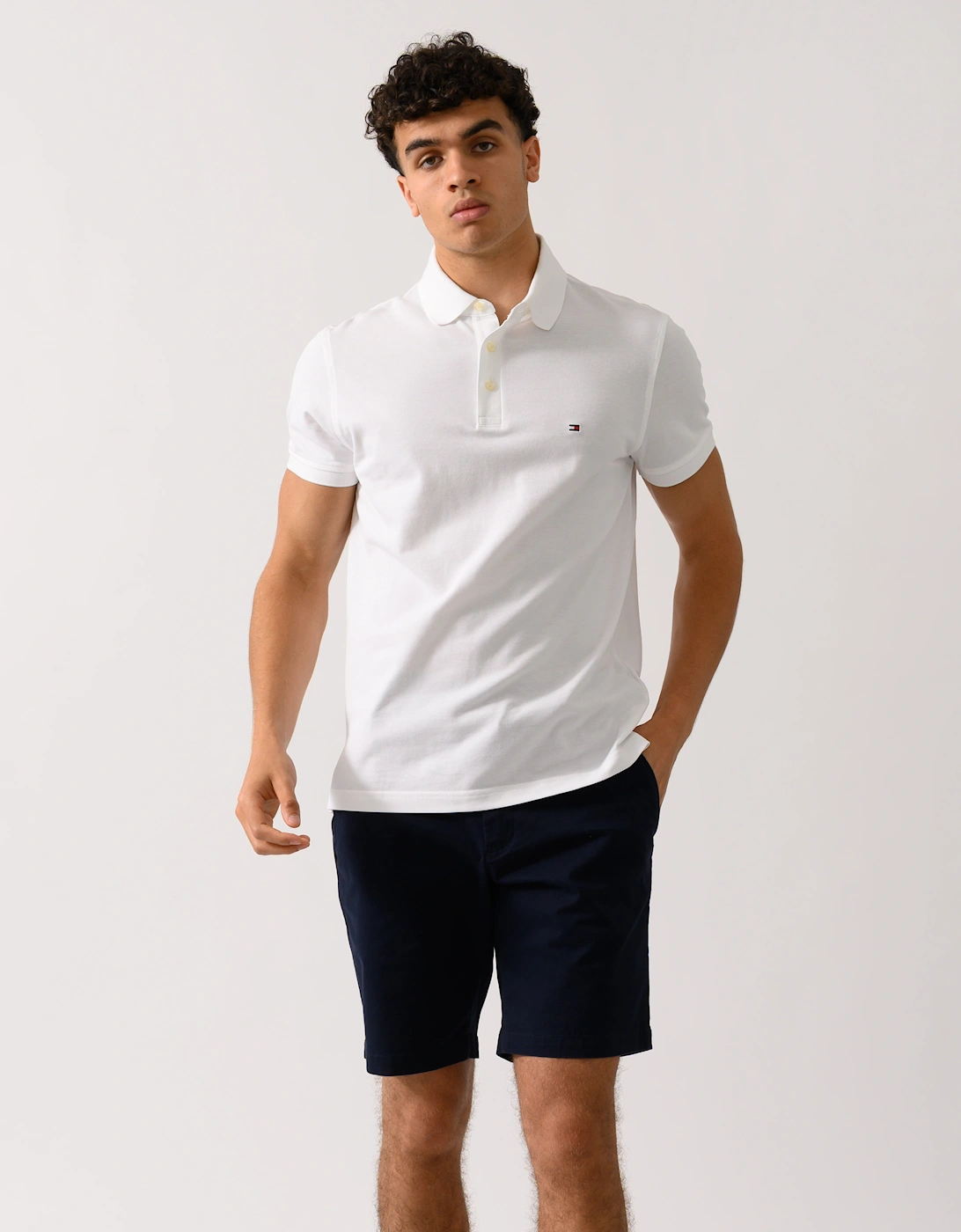 Tommy Hilfiger Men's White Core 1985 Slim Polo Shirt - Size 42/Regular