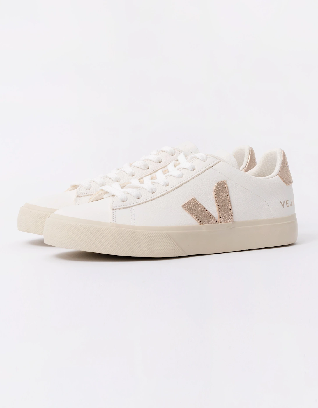 Women's Veja Campo Leather Womens Trainers - White/Platine - Size: 8