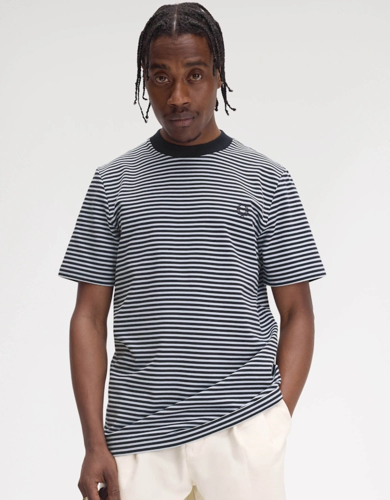 Mens Fine Stripe Heavyweight T-Shirt - Navy 608
