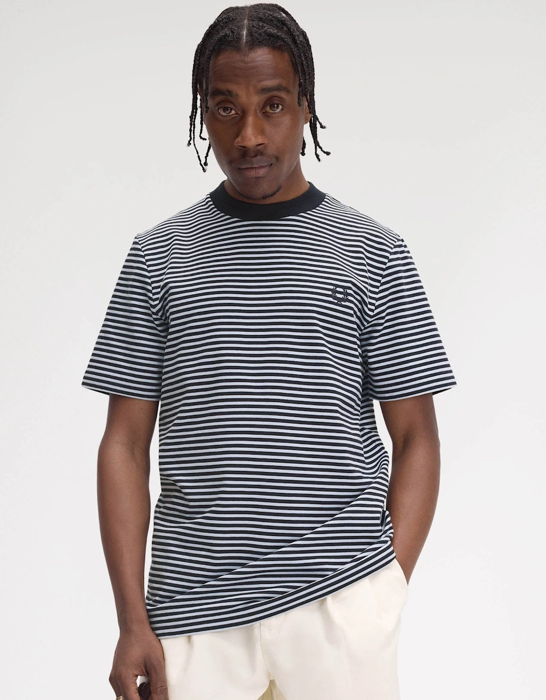 Mens Fine Stripe Heavyweight T-Shirt - Navy 608, 7 of 6
