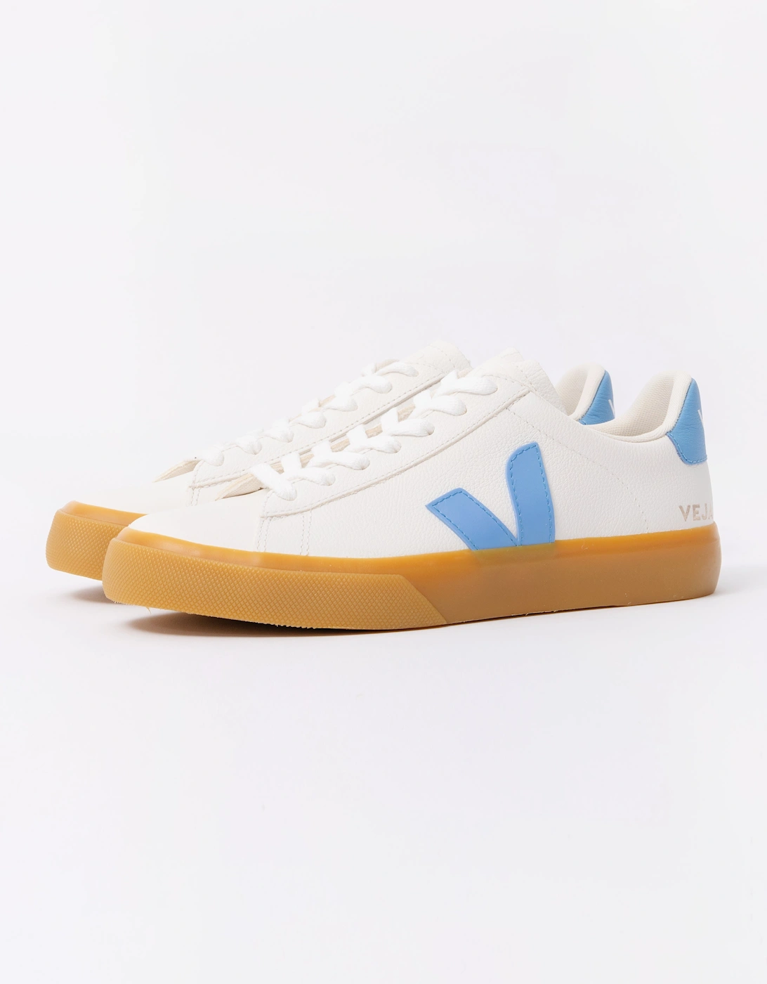 Women's Veja Campo Leather Womens Trainers - White/Aqua - Size: 5