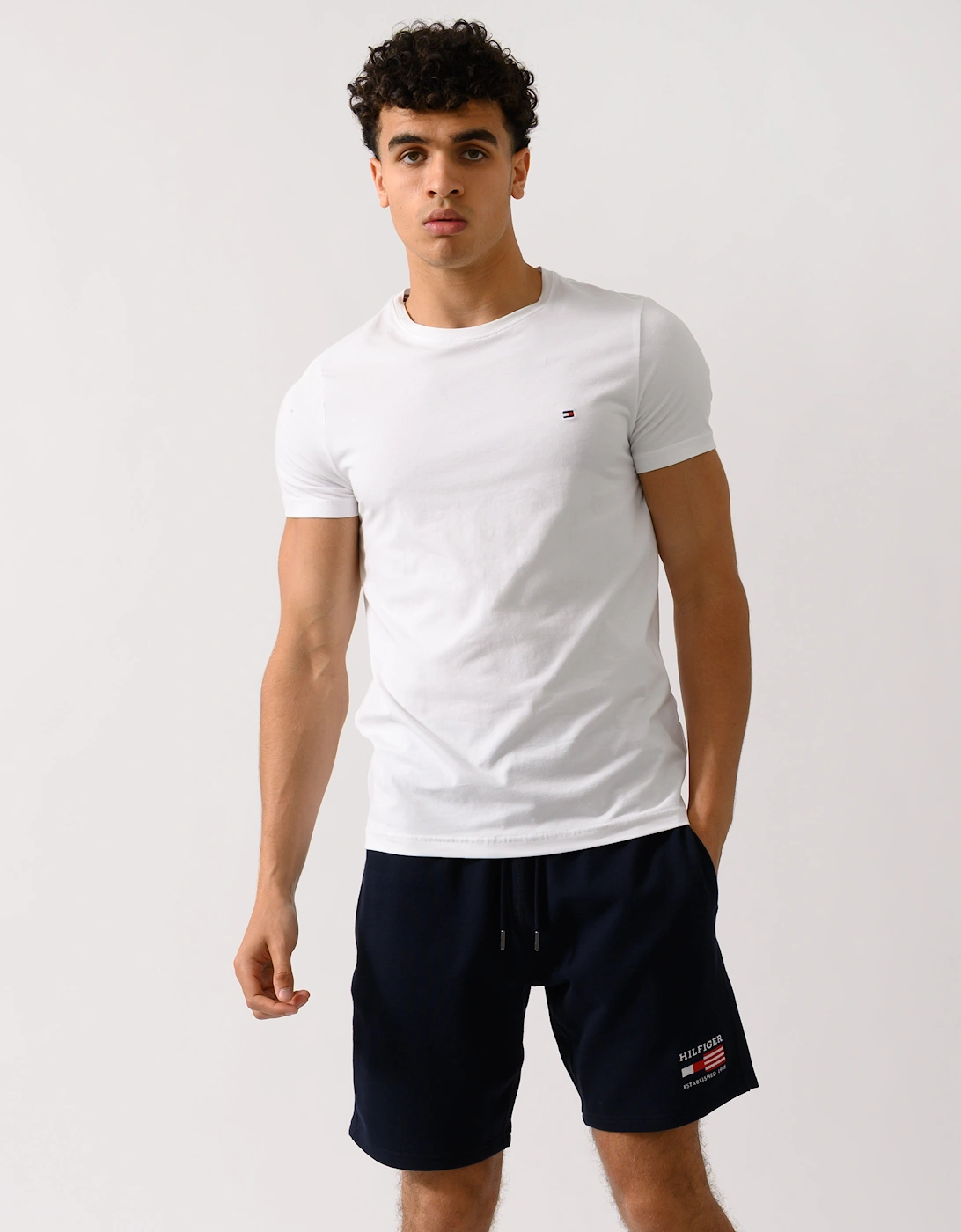 Men's Tommy Hilfiger Core Stretch Mens Slim C-Neck T-Shirt - White - Size: 42