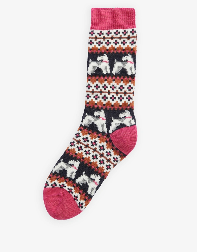 Robin Fair Isle Womens Socks - Pink