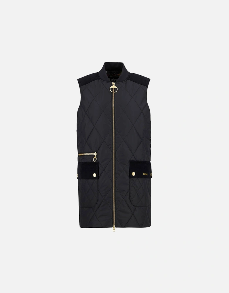 Lydia Womens Diamond Quilt Gilet - Black/Classic Tartan