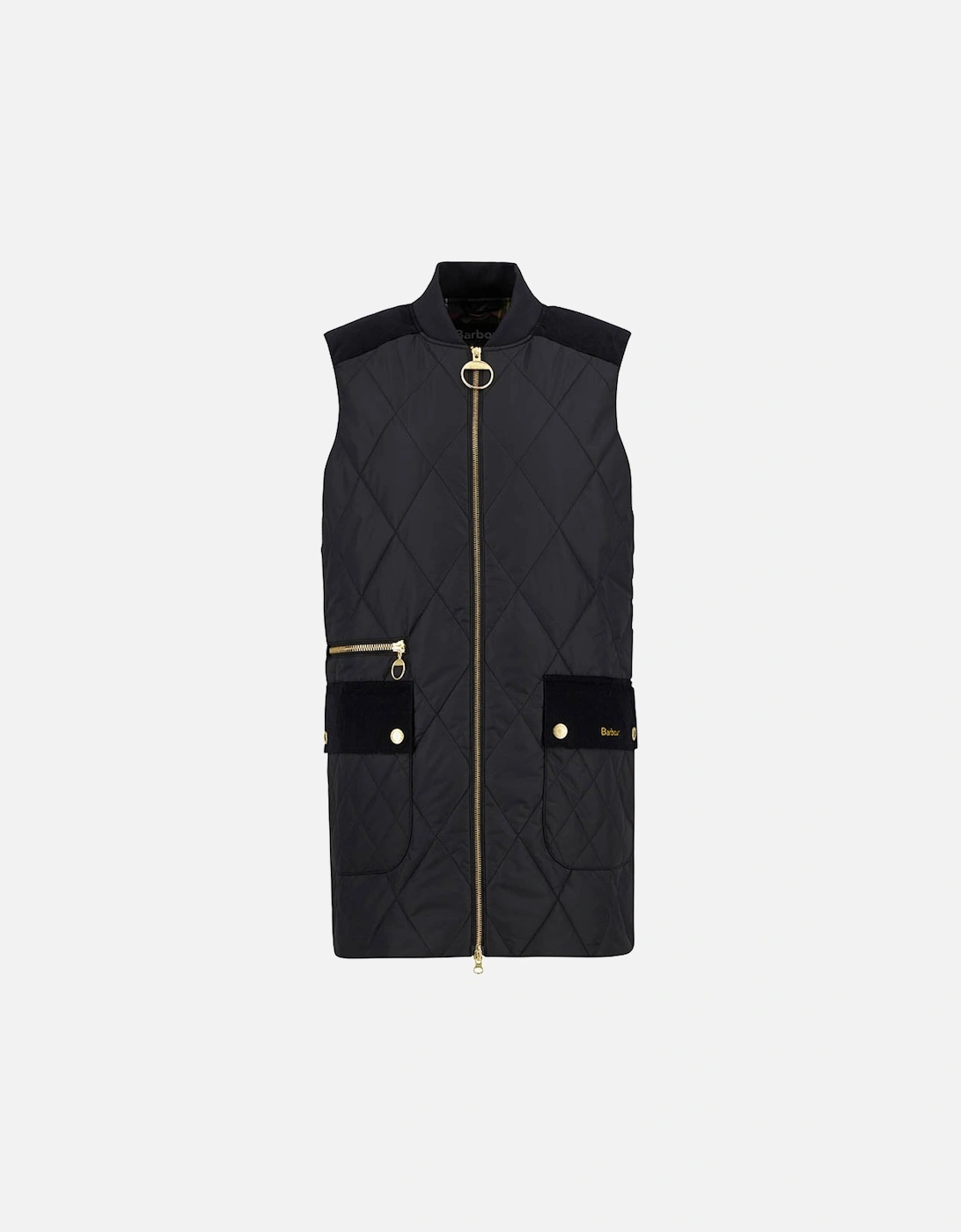Lydia Womens Diamond Quilt Gilet - Black/Classic Tartan, 2 of 1
