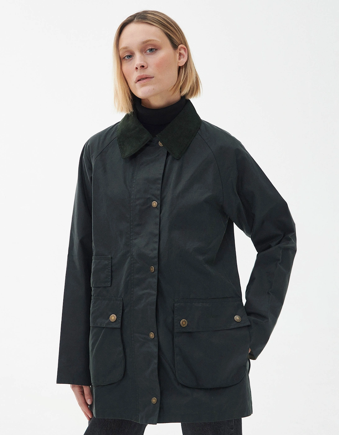 Women's Barbour Tain Wax Womens Jacket - Black - Size: 10