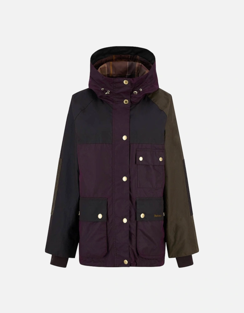 Keeley Womens Wax Jacket - Merlot/Rustic/Beech/Muted Tartan