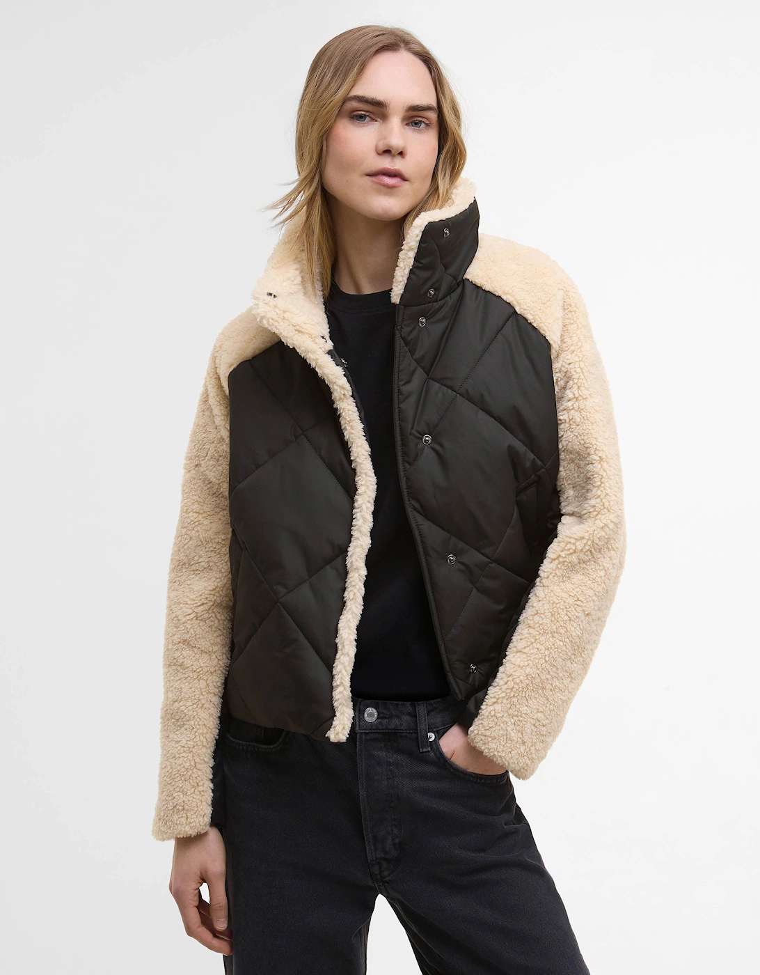 Osaka Womens Quilted Jacket - Black/Jasmine, 9 of 8