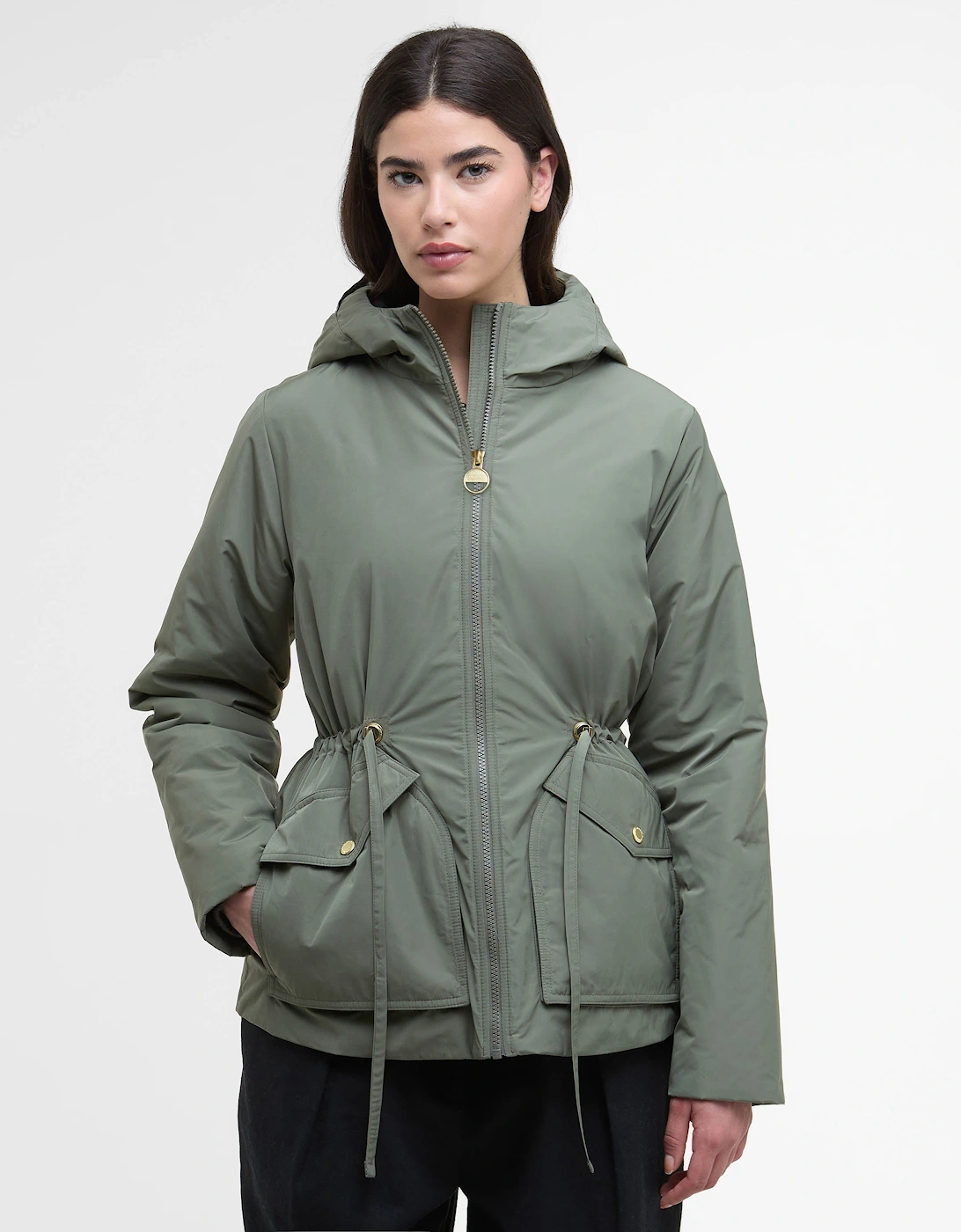 Women's Barbour International Winter Piper Womens Showerproof Jacket - Dusky Khaki - Tan - Size: 16