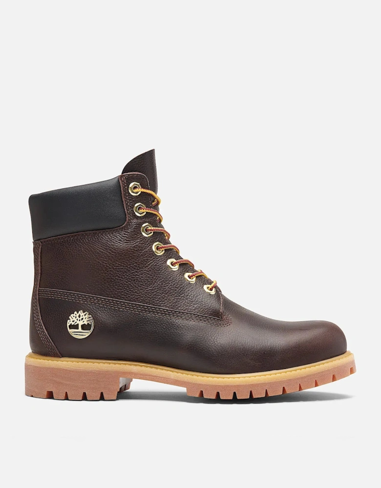 Mens Premium 6 Inch Full Grain Leather Waterproof Boot - Dark Brown/Black