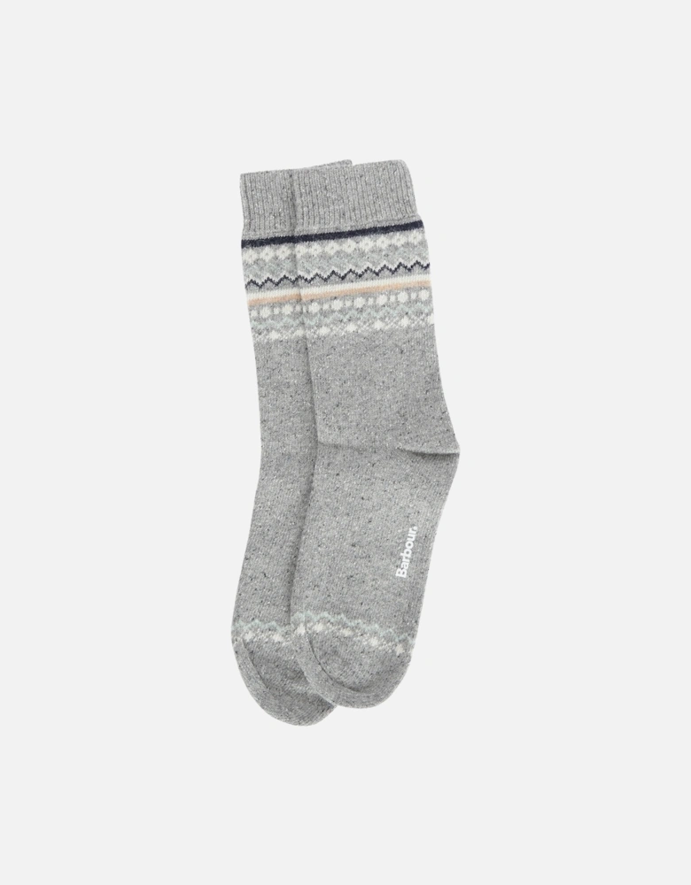 Anaise Womens Fair Isle Socks - Mid Grey/Loden