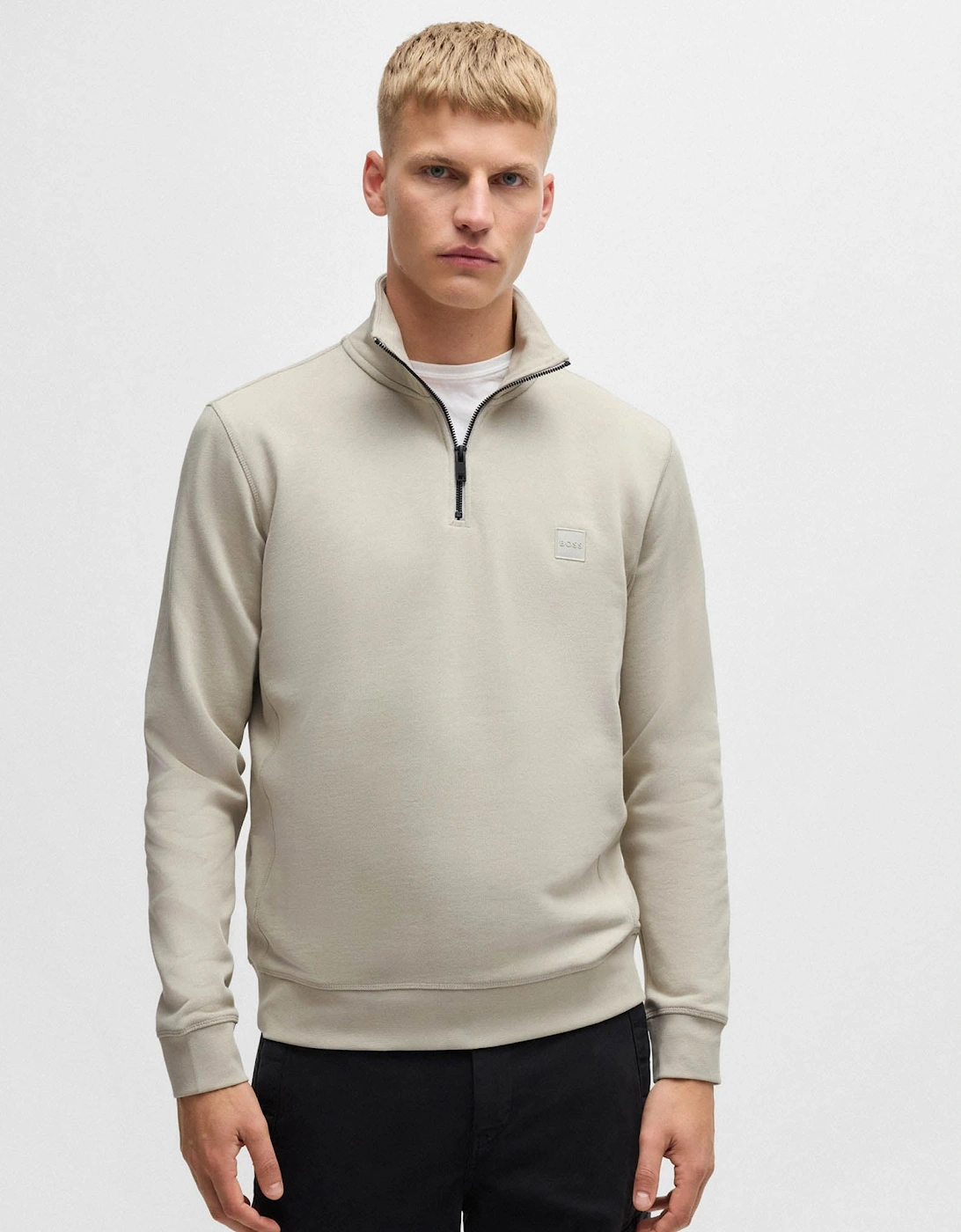 BOSS Orange Zetrust Mens 1/4 Zip Sweatshirt - Light Beige 271, 5 of 4
