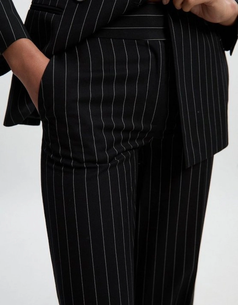 Petite Pinstripe Wide Leg Tailored Trouser