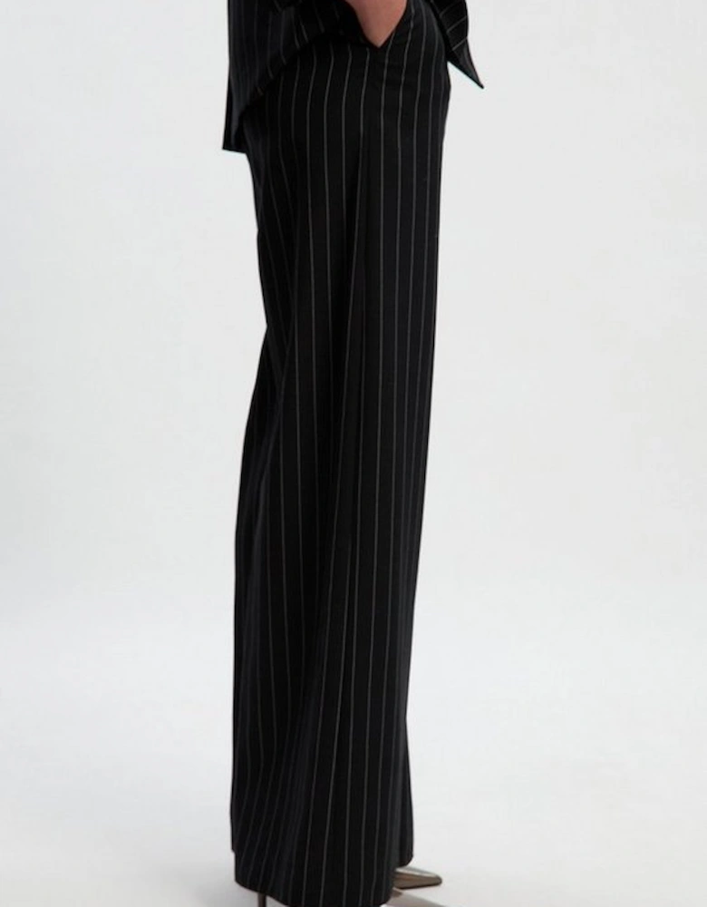 Petite Pinstripe Wide Leg Tailored Trouser