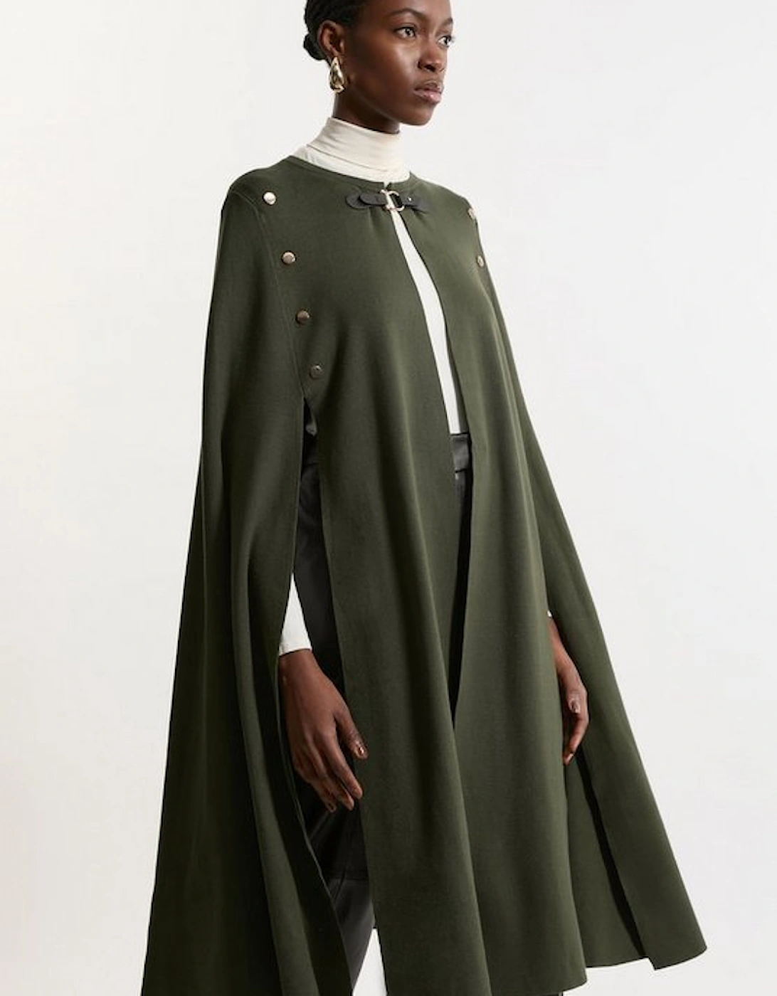 Tall Viscose Blend Military Knit Longline Cape, 4 of 3
