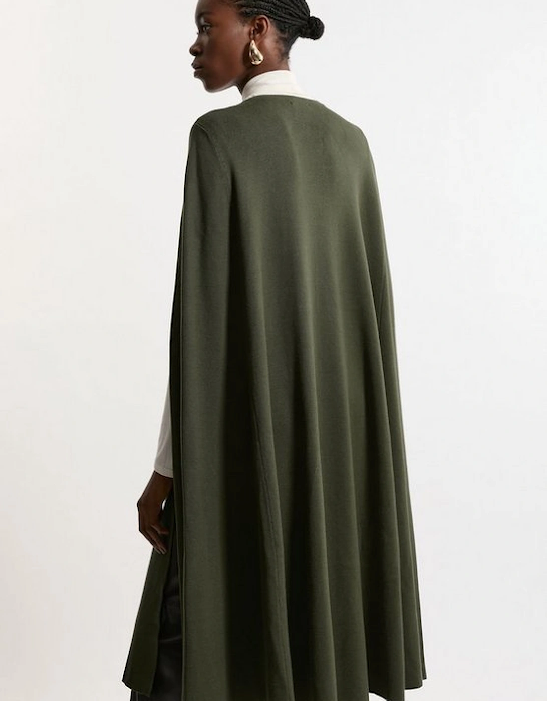 Tall Viscose Blend Military Knit Longline Cape