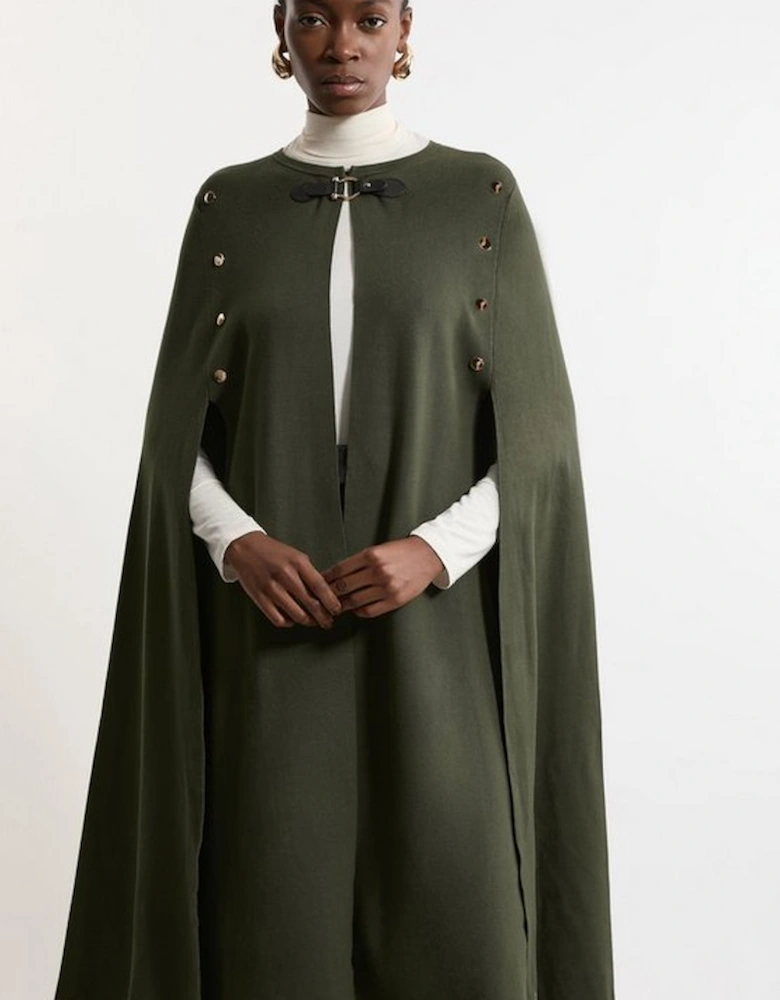Tall Viscose Blend Military Knit Longline Cape