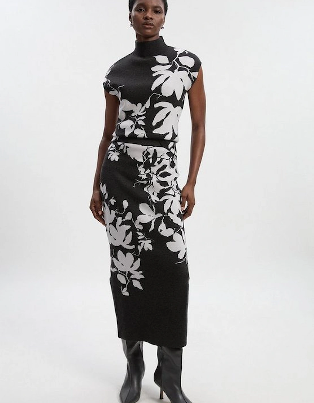 Jacquard Floral Knitted Skirt, 2 of 1